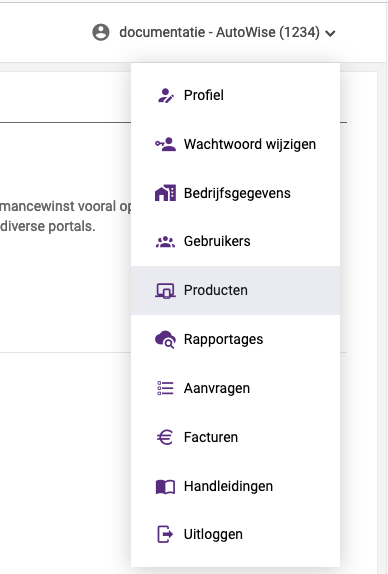 Gebruiker rechtsbovenin selecteren